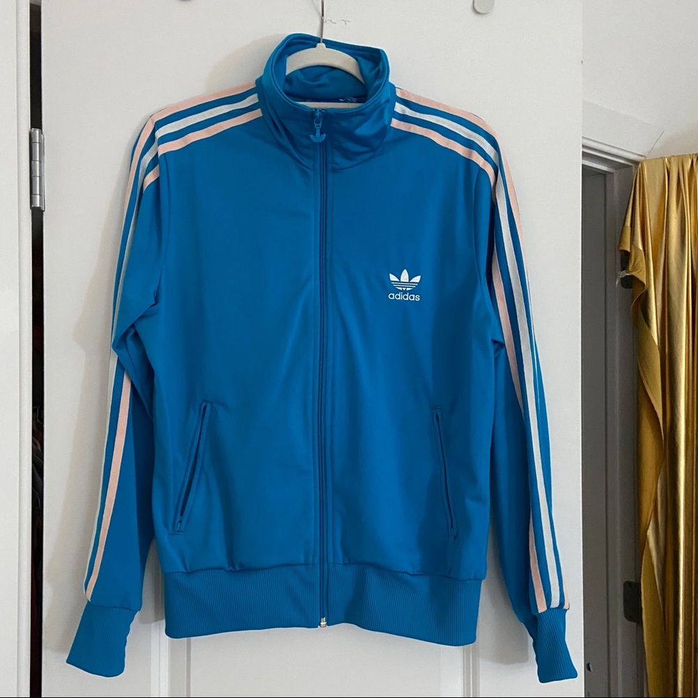 Cool bright blue Y2K adidas tracksuit top